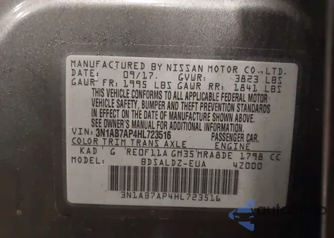 2017 Nissan Sentra Sv из США, поврежденный, VIN 3N1AB7AP4HL723516